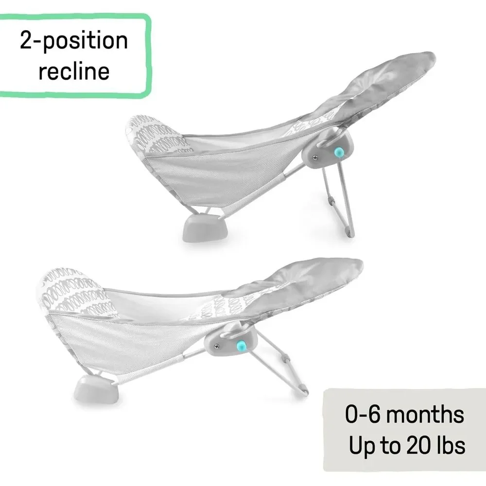 Ingenuity Foldaway 2-Position Baby Bath Seat Bather Gray 0-6 Months 20 lb